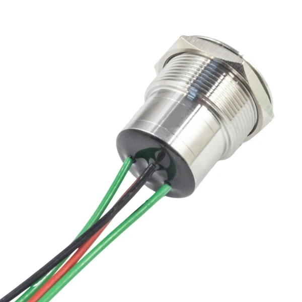 WD22D1-P2Z-E 22mm Düz Anahtarlı Işıklı Kablolu Metal Buton - Mavi