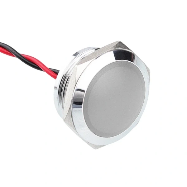 WD22L-P2 22mm 12-24V Kablolu Metal Sinyal Lambası - Beyaz