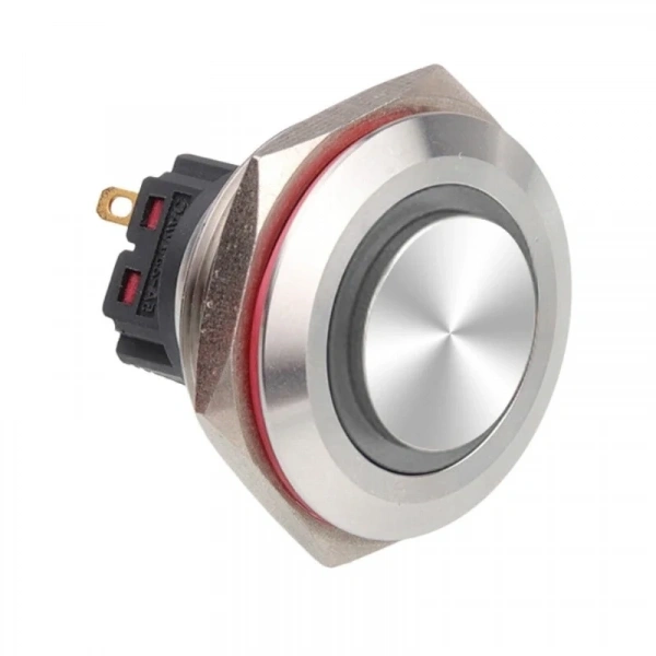 WD28B-G1-E 28mm Çıkık Yaylı Işıklı Metal Buton - Beyaz