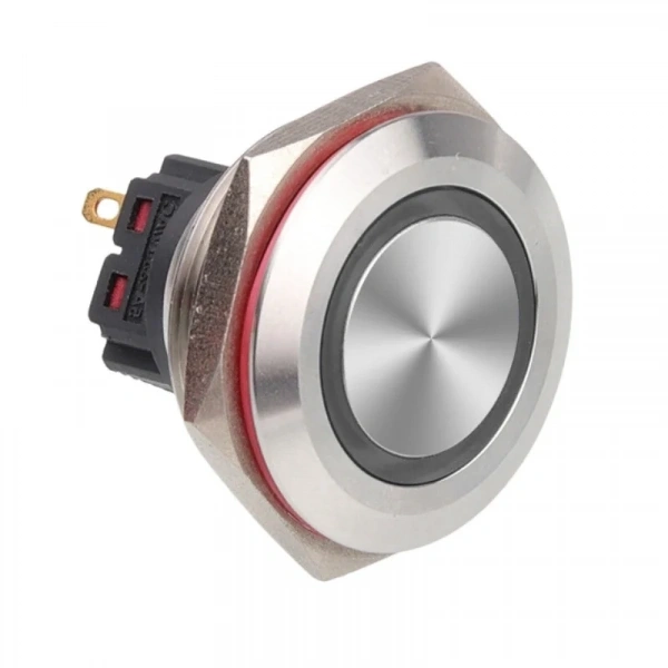 WD28B-P1Z-E 28mm Düz Anahtarlı Işıklı Metal Buton - Beyaz