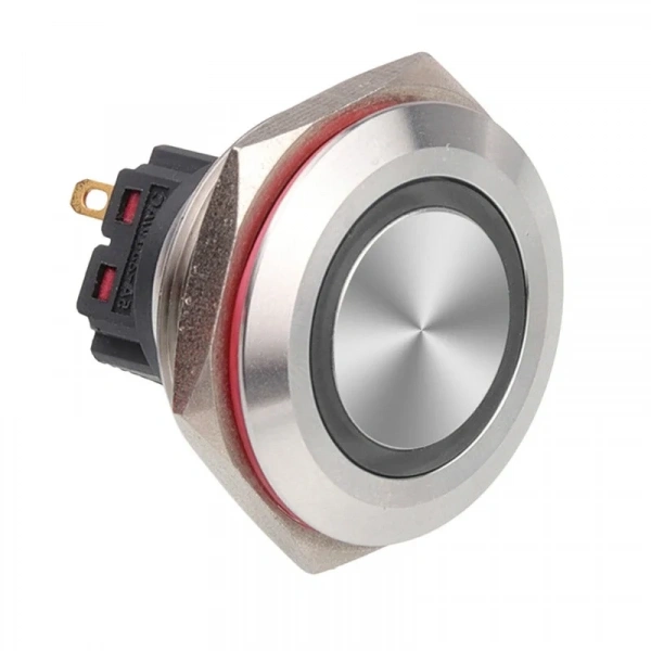 WD30B-P1-E 30mm Düz Yaylı Işıklı Metal Buton - Beyaz