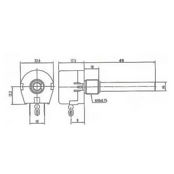 WX118 10K 1W Tek Turlu Potansiyometre