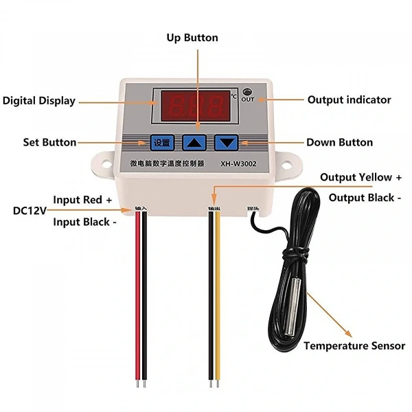 XH-W3002 220V AC Dijital Ayarlı Termostat 1500W