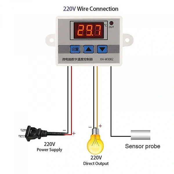 XH-W3002 220V AC Dijital Ayarlı Termostat 1500W