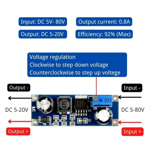 XL7015 DC-DC 5-80V Ayarlanabilir Voltaj Düşürücü Güç Kaynağı Modül