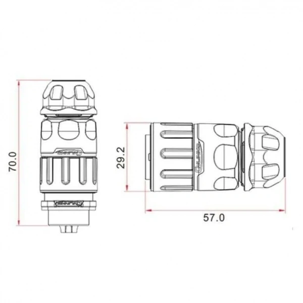 YM-20-C02PE-02-001 2-Pin Su Geçirmez Konnektör - Erkek