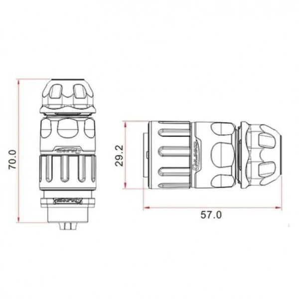 YM-20-C12PE-02-001 12-Pin Su Geçirmez Konnektör - Erkek