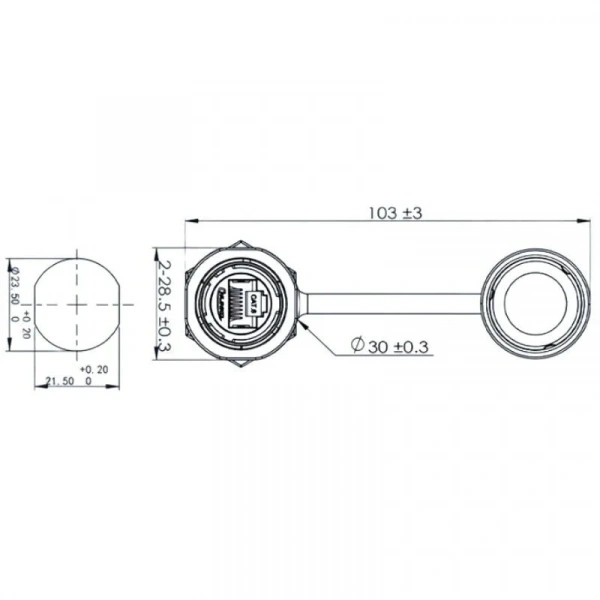 YM-20-J/RJ45/213/SX-42-101 Su Geçirmez Ethernet Konnektörü - Dişi
