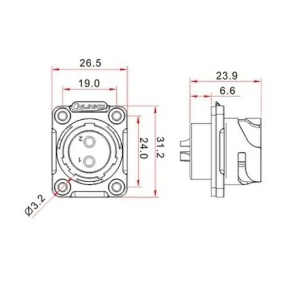 YM-20-J03SX-02-401 3-Pin Su Geçirmez Konnektör - Dişi