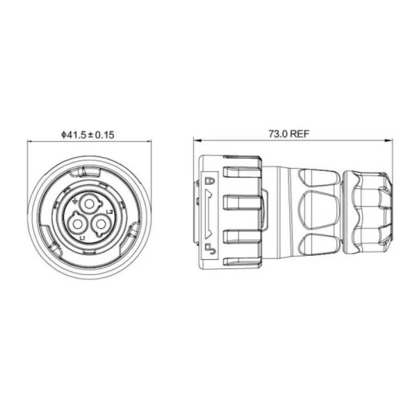 YM-24-C03PE-02-001 3-Pin Su Geçirmez Konnektör - Erkek