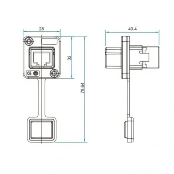 YT-RJ45-JSX-05-002 Su Geçirmez Ethernet Konnektörü - Dişi