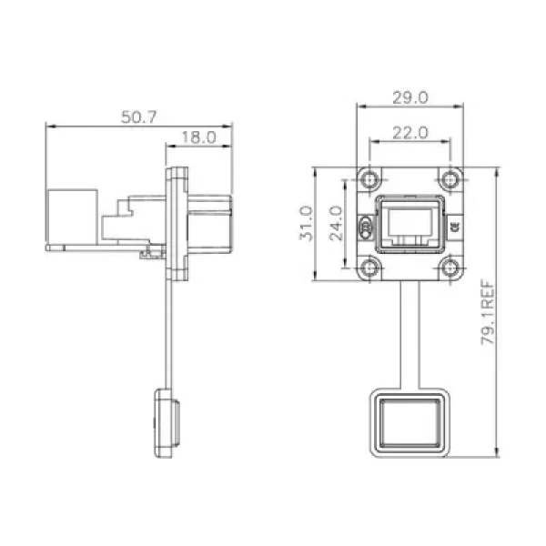 YT-RJ45-JSX-08-001 Su Geçirmez Ethernet Konnektörü - Dişi