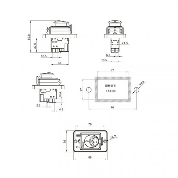 ZCD-02B 5-Pin Elektromanyetik Switch