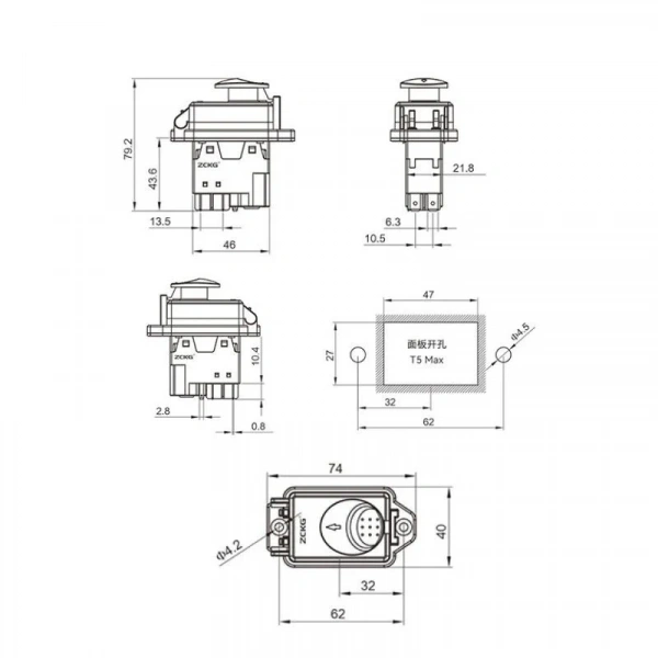 ZCD-02D 5-Pin Elektromanyetik Switch