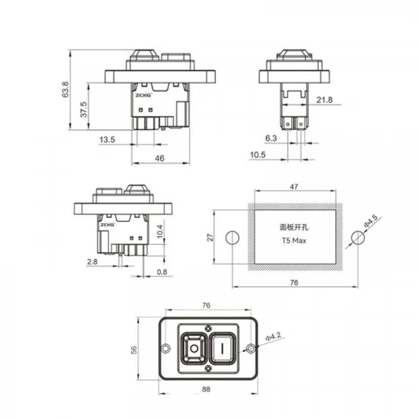 ZCD-02F 5-Pin Elektromanyetik Switch