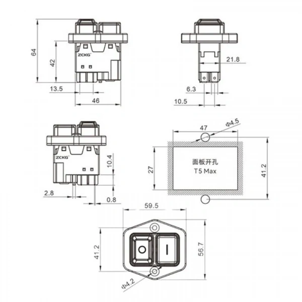 ZCD-02H 5-Pin Elektromanyetik Switch