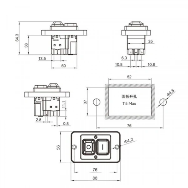 ZCD-03 6-Pin Elektromanyetik Switch - Kutulu