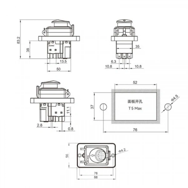 ZCD-03B 7-Pin Elektromanyetik Switch