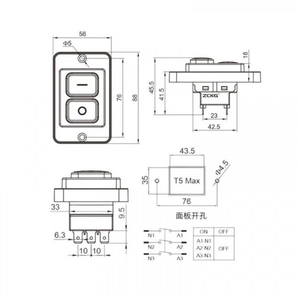 ZCK-02 6-Pin Elektromanyetik Switch