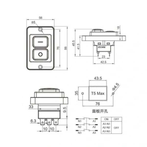 ZCK-02 6-Pin Elektromanyetik Switch - Kutulu