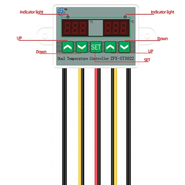 ZFX-ST3012 220V Çift Röle Çıkışlı Termostat - Sıcaklık Kontrol Cihazı