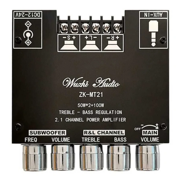 ZK-MT21 2x50W + 100W Bluetooth 5.0 2.1 Kanal Amfi Modülü
