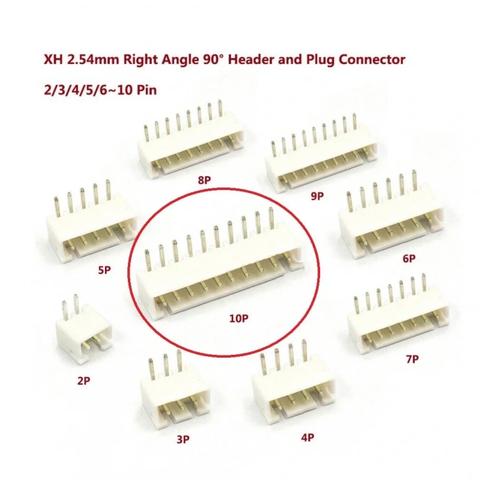10 Pin JST-XHB 2.54 Düz Tunik Konnektör Erkek