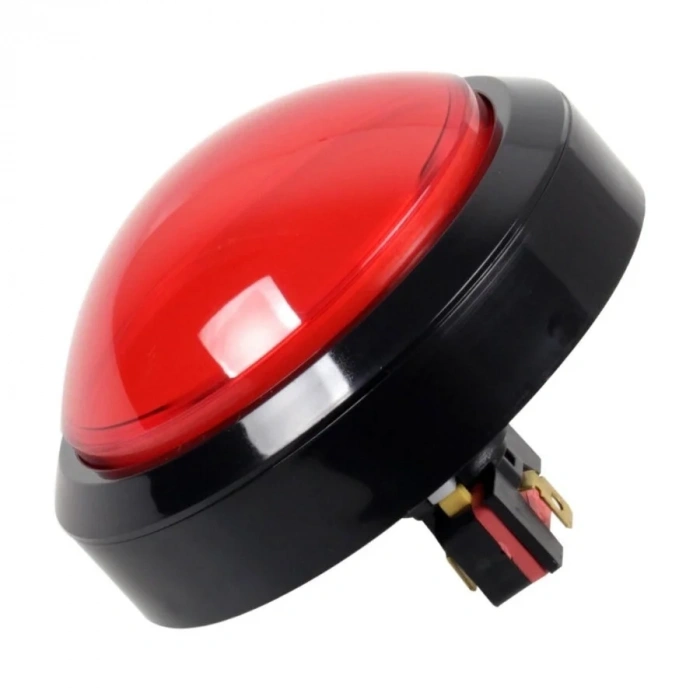 100mm 12V Düz Işıklı Oyun Makinesi Butonu - Kırmızı