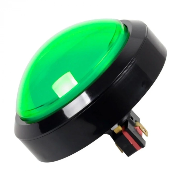 100mm 12V Işıklı Oyun Makinesi Butonu - Yeşil