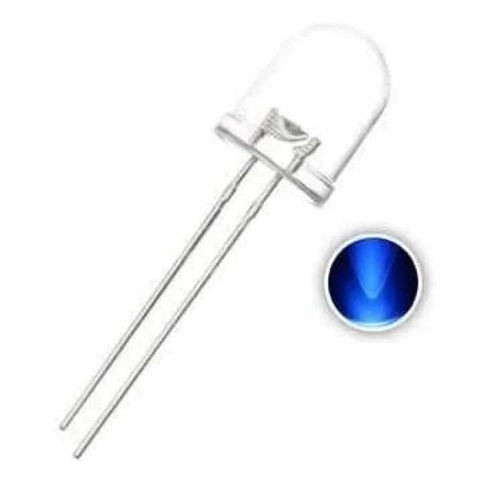 10mm Şeffaf Mavi Led - 10 Adet