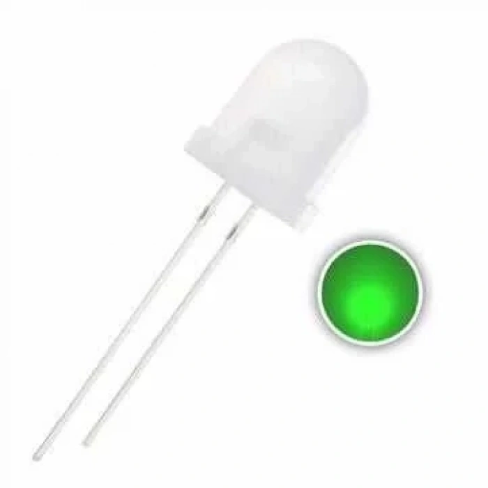 10mm Şeffaf Yeşil Led - 10 Adet