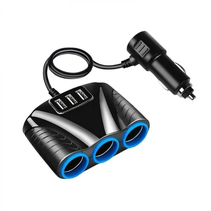 120W 10A 3lü USBli Çakmaklık Çoklayıcı