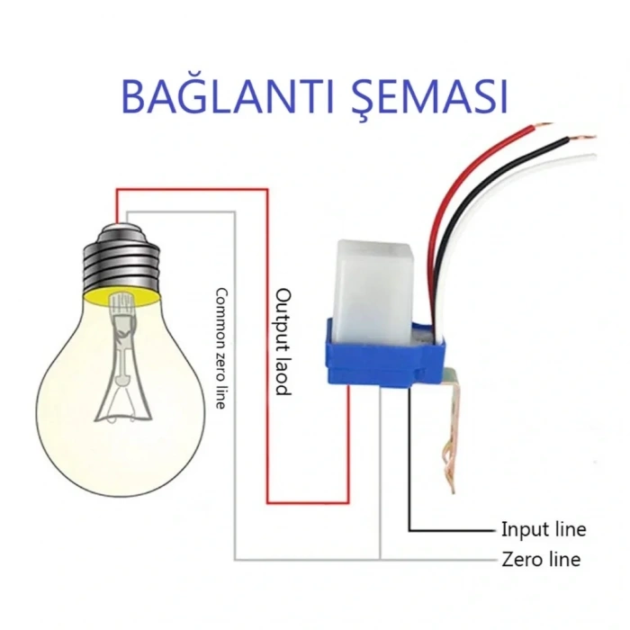 12V Fotosel Otomatik Işık Sensörü - Gece Sensörü