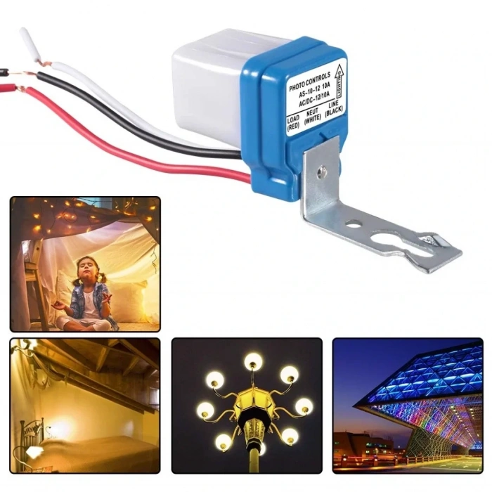 12V Fotosel Otomatik Işık Sensörü - Gece Sensörü