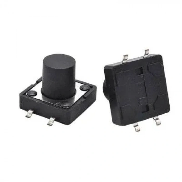 12x12x12.5mm 4 Pinli SMD Siyah Push Buton - Tact Switch