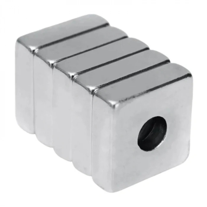 15x15x5-4mm Havşa Delikli Neodyum Güçlü Mıknatıs - Neodim Magnet