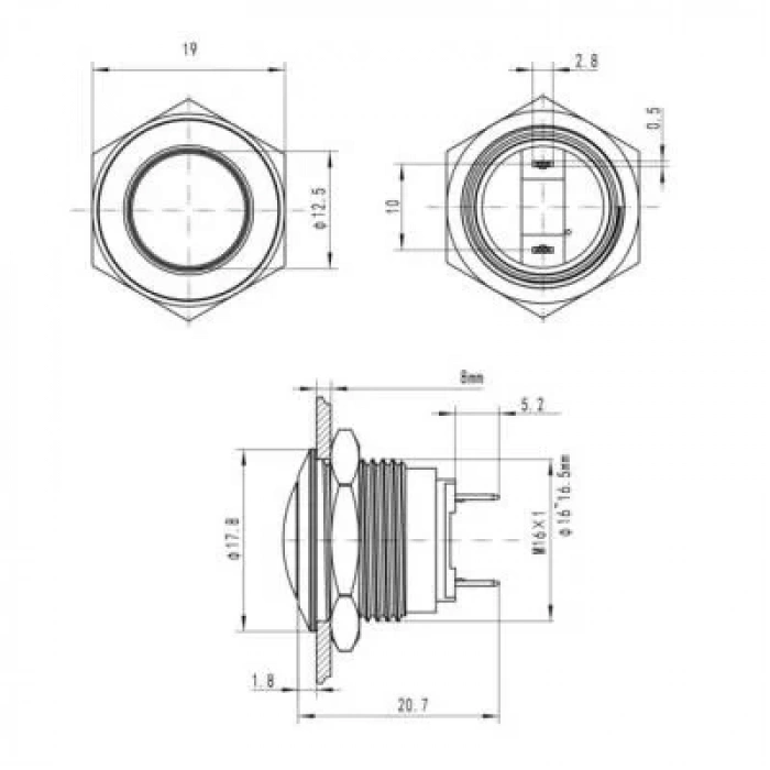 19G-Q1 19mm Bombeli Yaylı Metal Buton