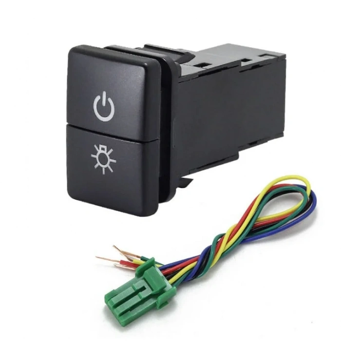 2li ON-OFF Anahtar Mavi Işıklı 5-Kablolu 12V 3A - Power + Lamba