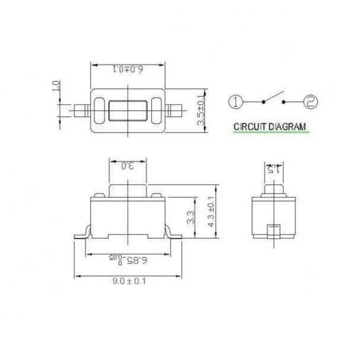 2 Pinli 3x6x4.3mm SMD Buton
