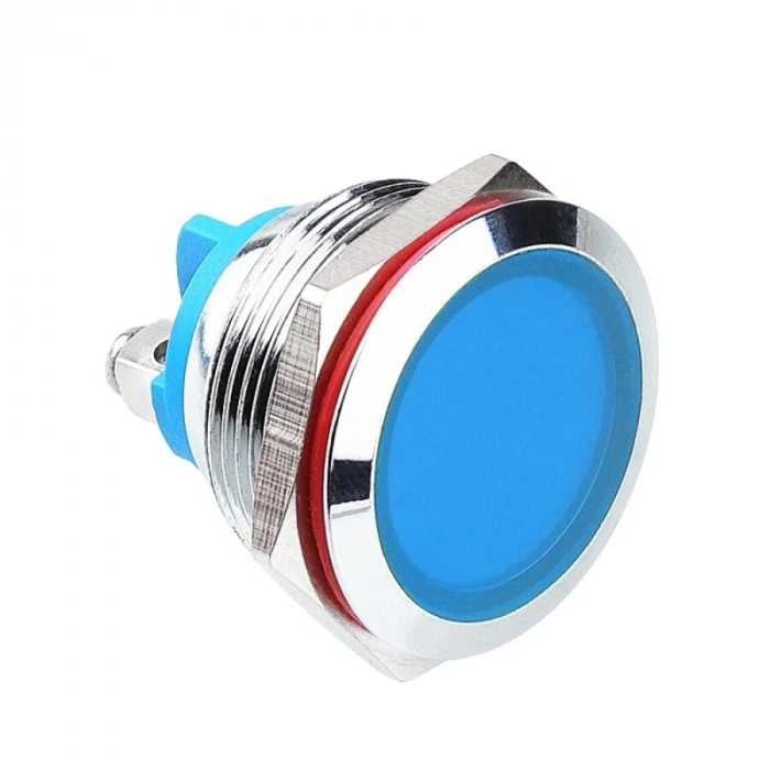 22L-P1 22mm 12-24V Metal Sinyal Lambası - Mavi