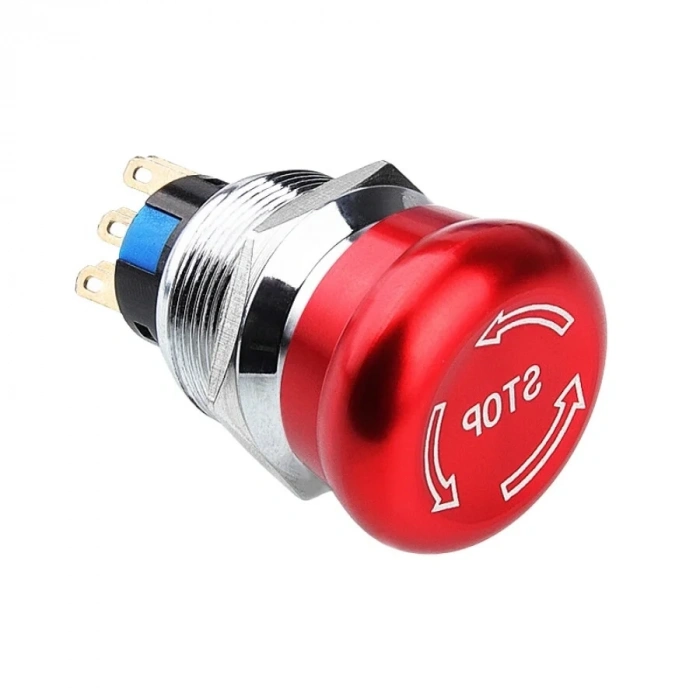 22M-Q1 22mm Metal Acil Stop Butonu 2NO+2NC - Logolu