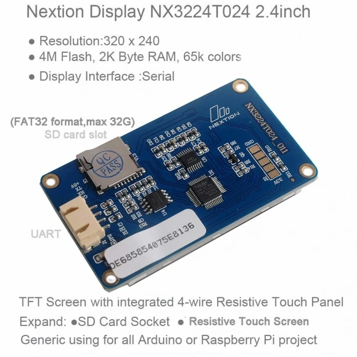 2.4 Inch Nextion 4MB Dahili Hafıza NX3224T024