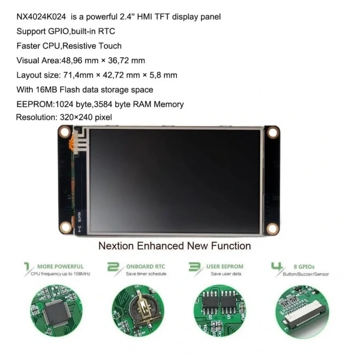 2.4 Inch Nextion Ekran 16MB Dahili Hafıza NX3224K024