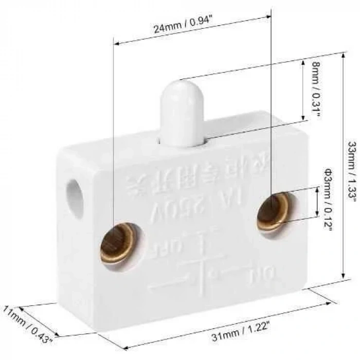 250V 1A Dolap Kapak Switch NC - Siyah
