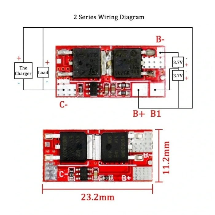 2S 10A BMS 3.7V 18650 Lityum Pil Şarj Koruma Devresi