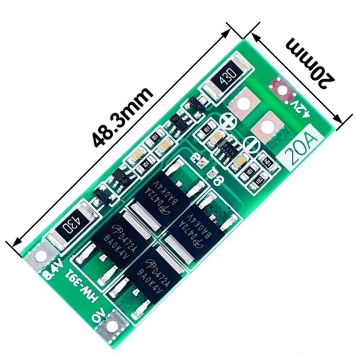 2S 20A BMS 8.4V 18650 Lityum Pil Şarj Koruma Devresi Balanslı