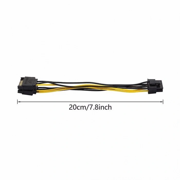 2X SATA Power Kablo To 8 Pin (6+2 ) Pci-e Dönüştürücü Güç Kablosu