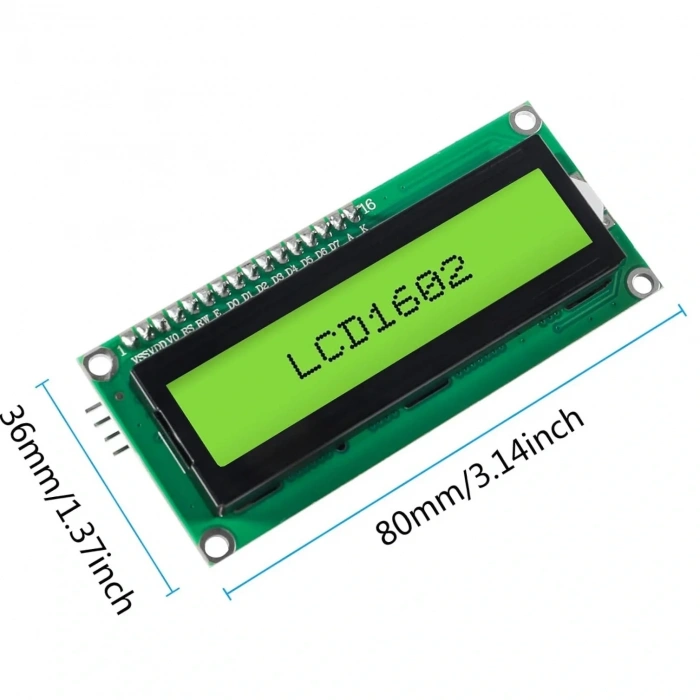 2x16 LCD - LCD1602 Yeşil Ekran + IIC/I2C Arayüz Modülü
