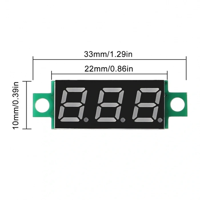3 Kablo Mini Dijital Voltmetre 0.28inch 0-100V DC