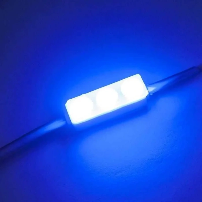 3lü Mercekli Mini Modül Led - Mavi 12V 0.5W